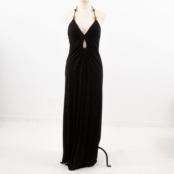 SOLD Revolve S Jersey Maxi Halter Cutout Dress Black - Picture 8 of 8